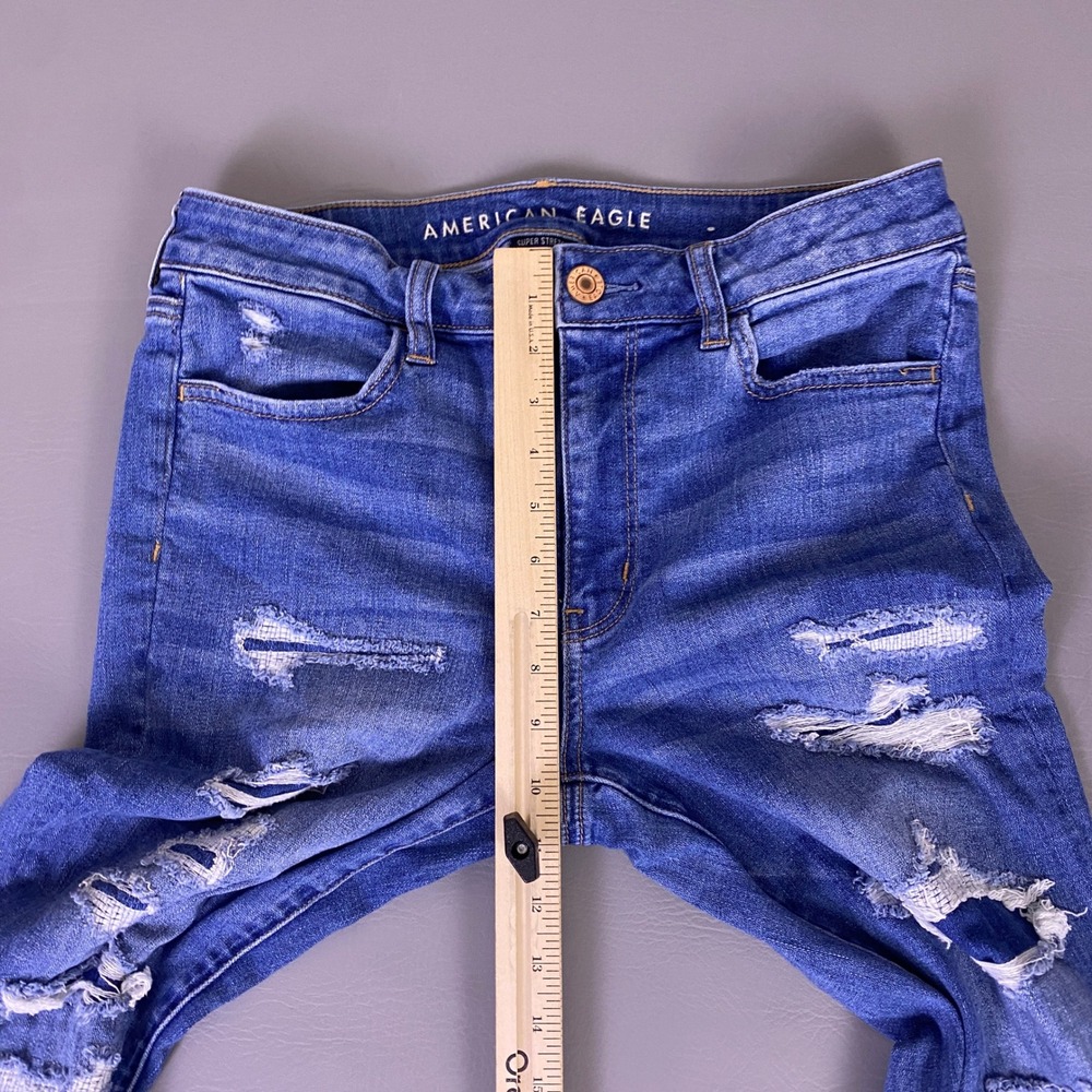 American Eagle Hi-Rise Jegging Jeans Women's 12 Regular Crop Blue Super Stretch - Picture 7 of 12